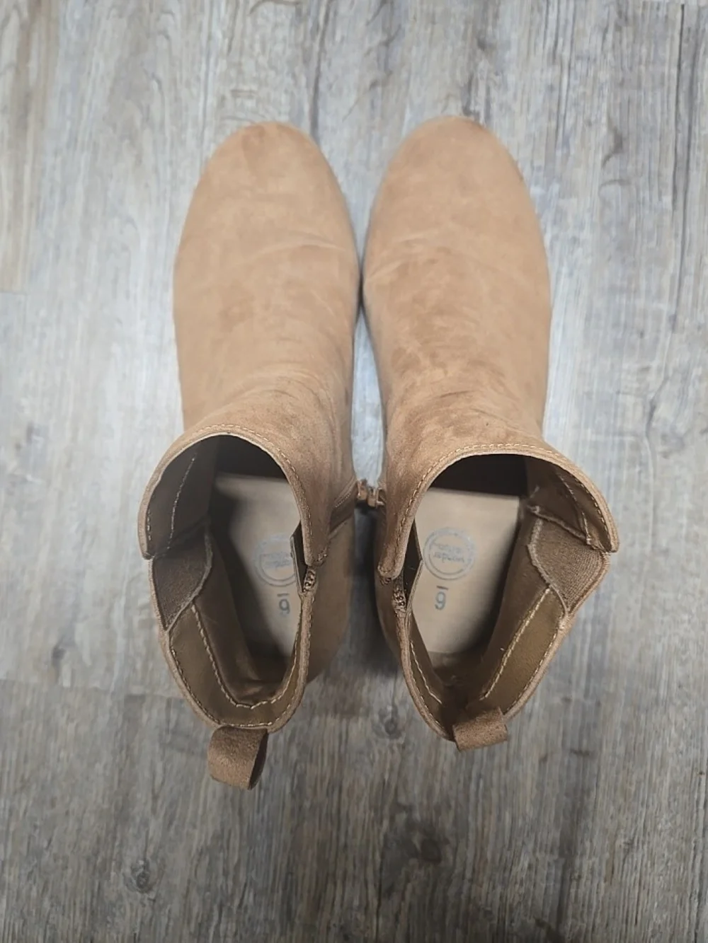 Wonder Nation Girls Suede Ankle Booties in Tan - Sleek Everyday Style